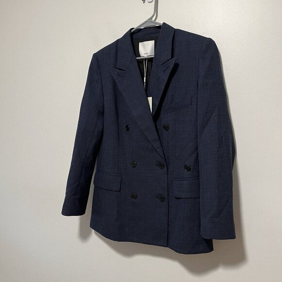 Tibi NWT Double Breasted Blue Flecked Wool Blazer Size 2 - Picture 4 of 10